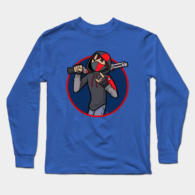 Shooter Cartoon Long Sleeve T-Shirt by Sketchy